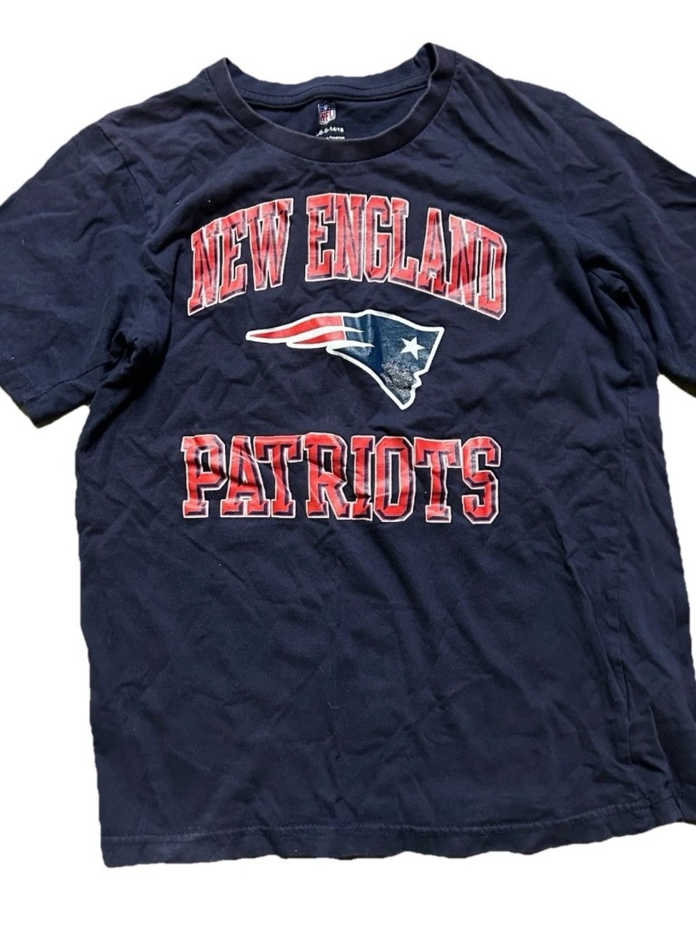 NFL New England Patriots Navy Blue Short Sleeve T Shirt Size Large (14/16)